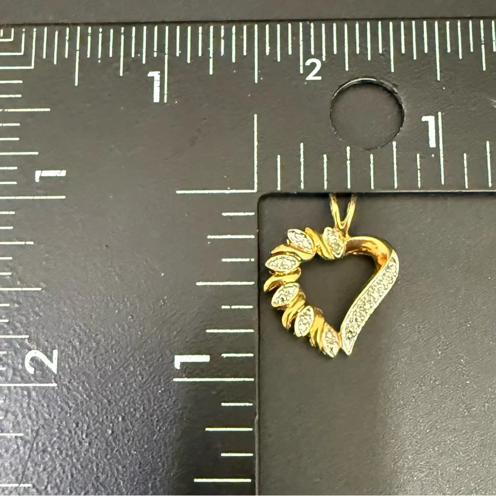 Ross Simons 925 Gold Over Sterling Silver Vermeil Diamond Illusion Heart Pendant - Image 7