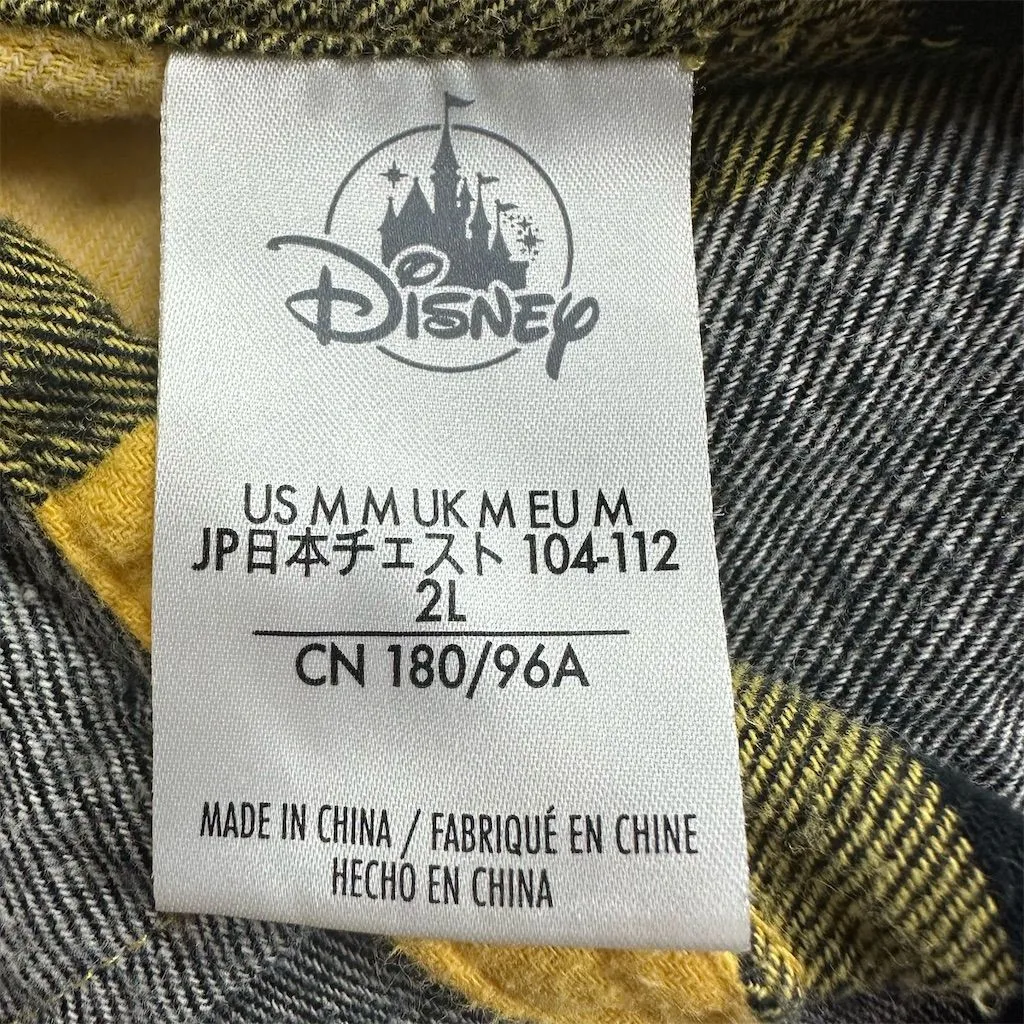 Disney Parks Unisex M Yellow Plaid Flannel Pluto Button Up Shirt Main Street - Image 6