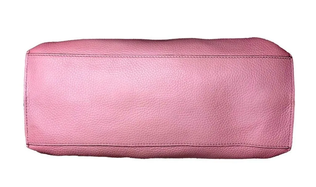 GUCCI Bamboo Turn-Lock Pink Leather Top Handle Front Flap Closure Shoulder Bag - Image 5