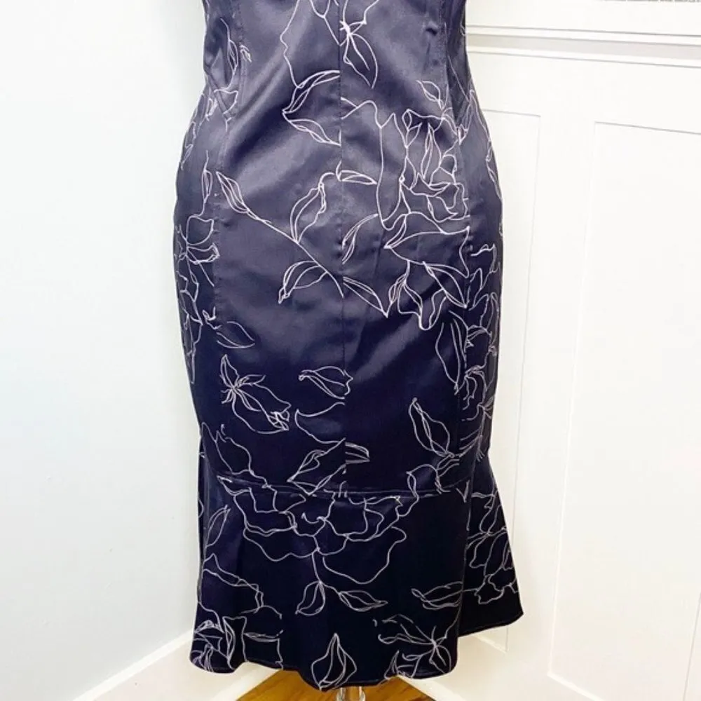 David Meister Floral Flounce Hem Sheath Dress Cocktail Party 6 Small - Image 7