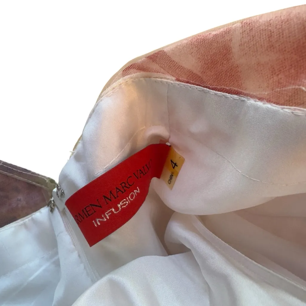 Carmen Marc Valvo Infusion Floral Midi Dress Size 4 Summer Wedding Guest in EUC - Image 11