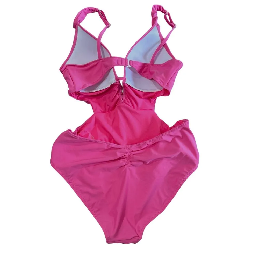 NWT! Bar III Draped Monokini One-Piece Swimsuit in Candy Kiss - Size XL - Image 4
