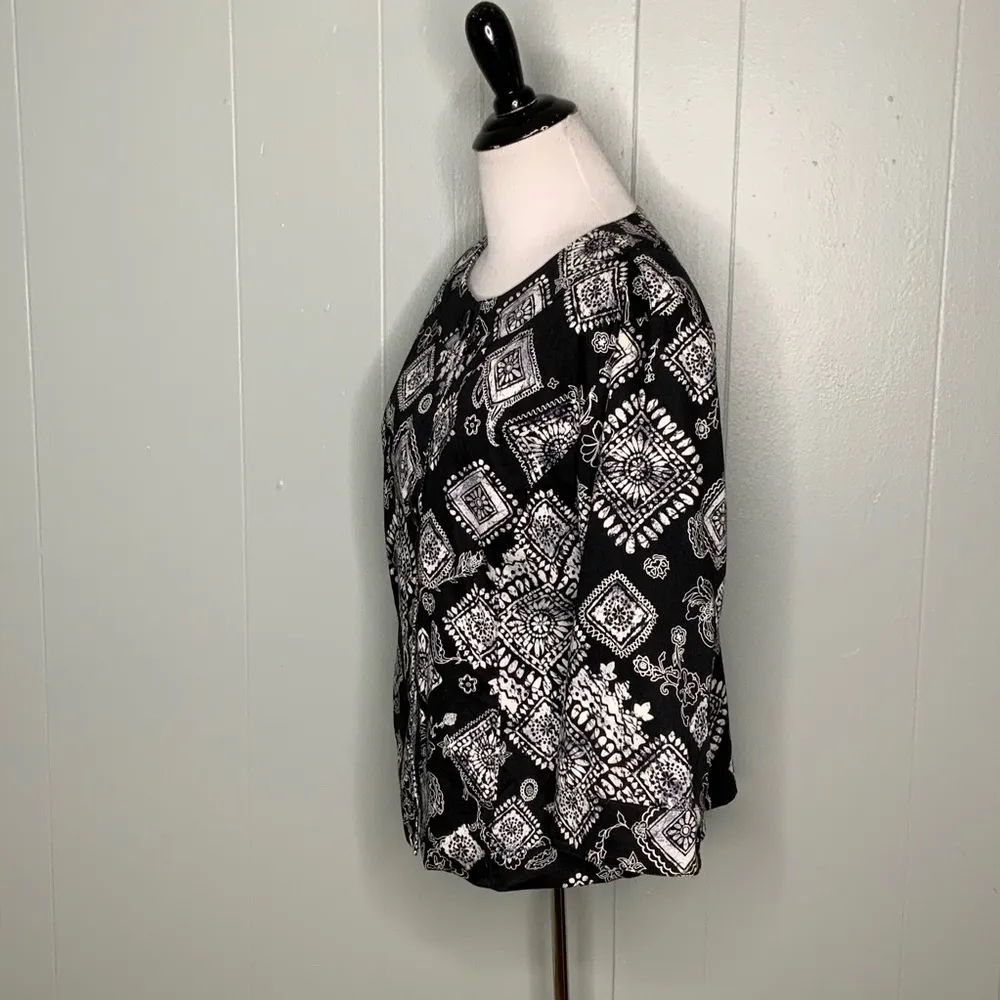 Coldwater Creek Black & White Floral Casual Career Dressy Stylish Jacket 10P - Image 3