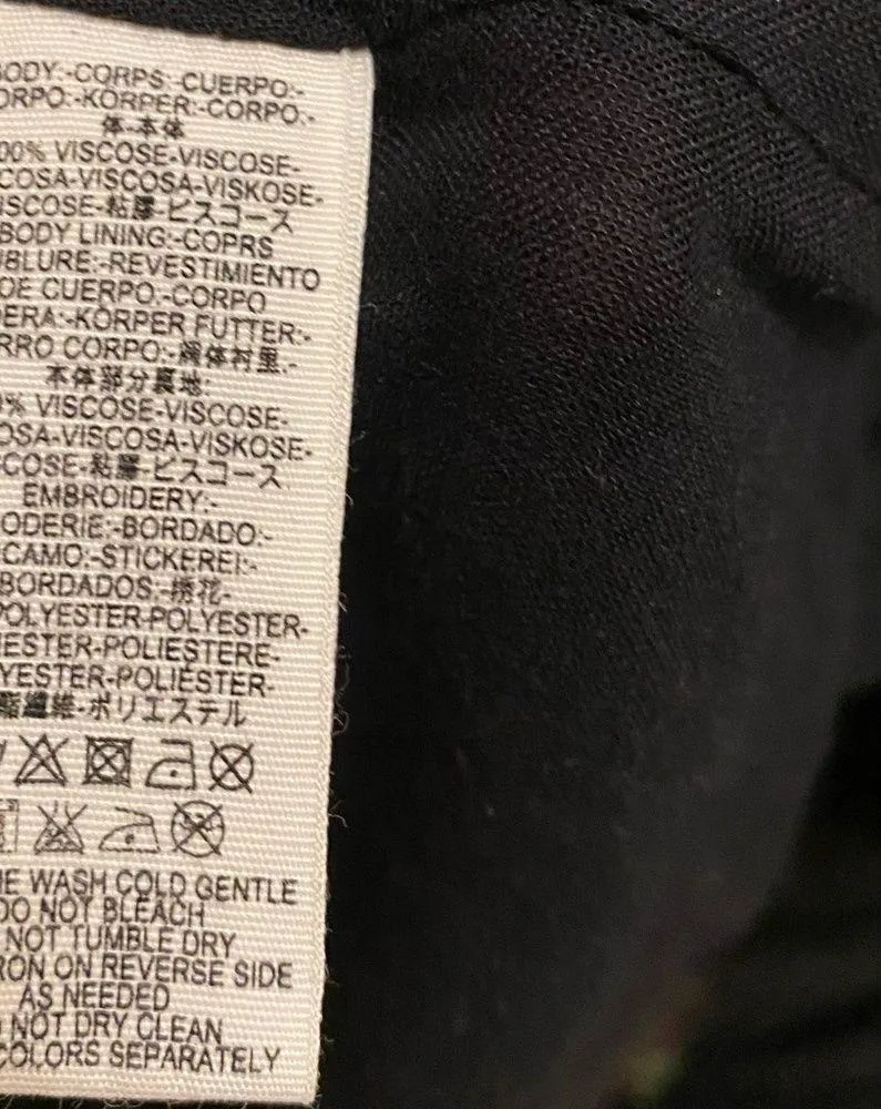 Free People Black Oxford Embroidered Long Sleeve Mini Dress Size XS - Image 13