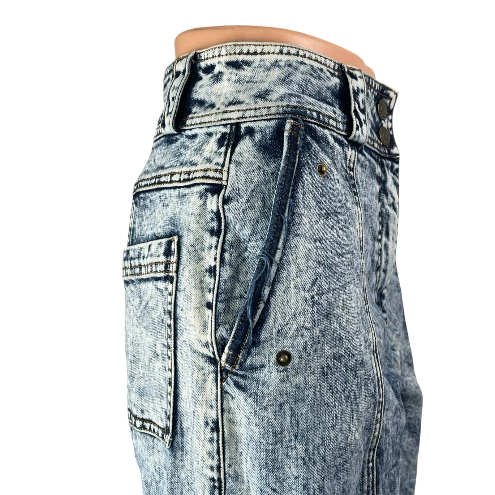 Ulla Johnson Blue Acid Wash High Rise Tapered Boyfriend Denim Jeans Pants Size 2 - Image 4