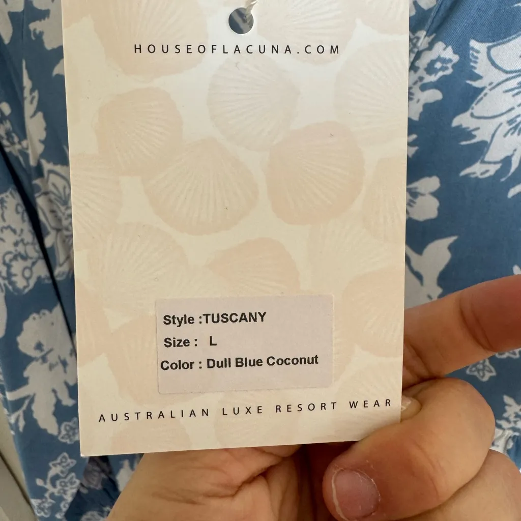 NWT House of Lacuna Tuscany Blur Coconut floral dress size large Blue - Image 6