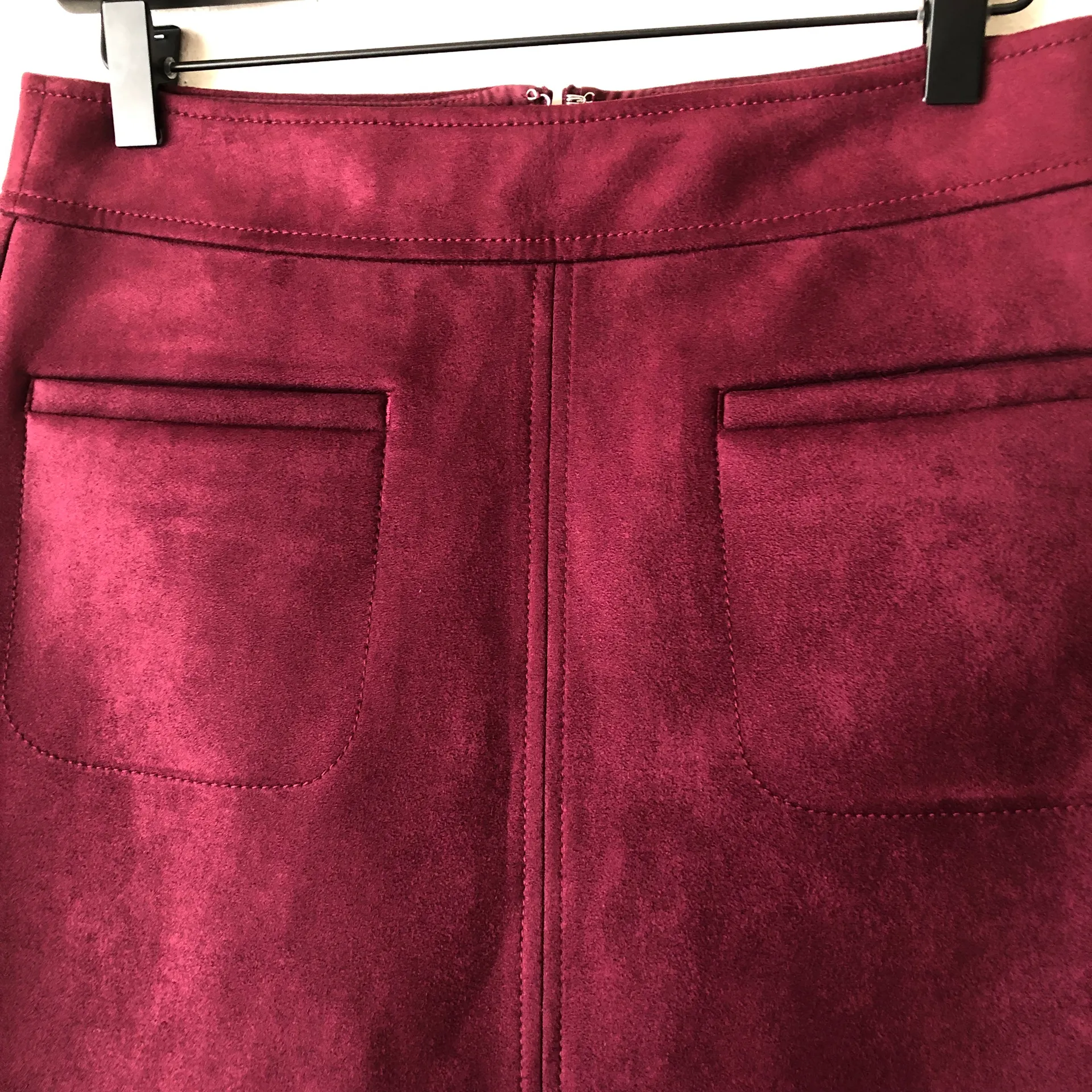 Loft Burgundy Suede Mini Skirt - Image 6