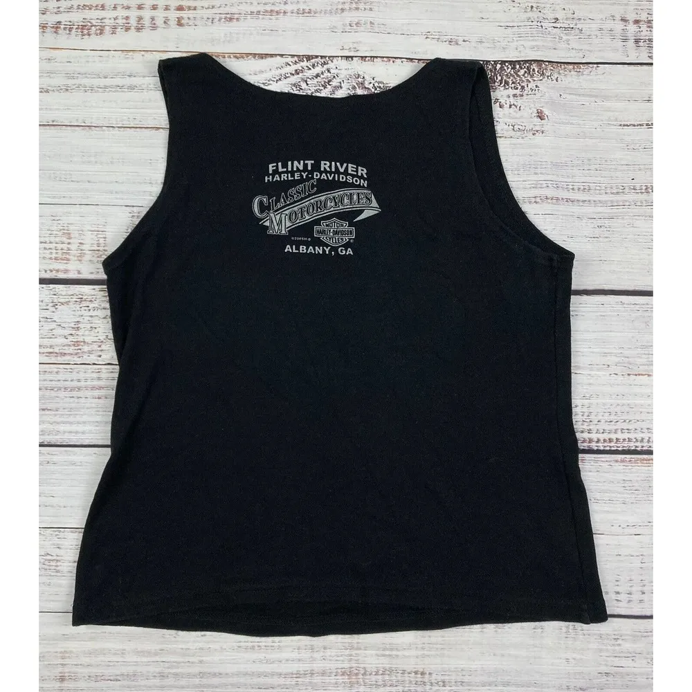 Vtg Y2K Harley Davidson Albany, GA Tank Top Shirt Motorcycle Cherry Blossom Sz M - Image 4