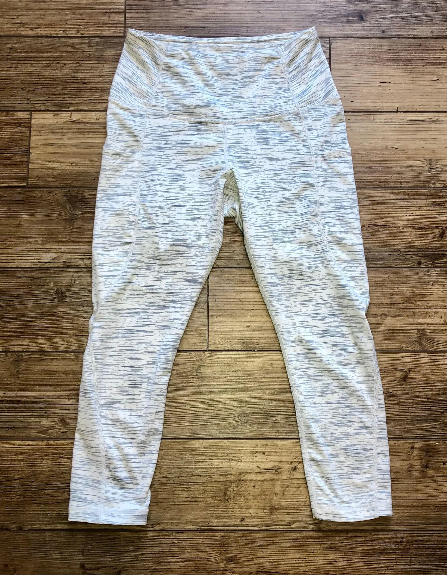 Mid-Rise White Cropped Heather Leggings S - Image 4