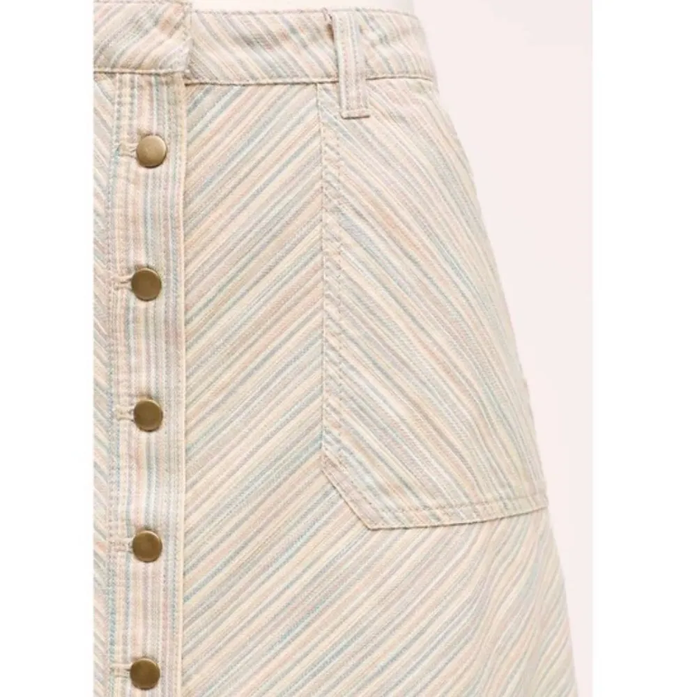 Anthropologie Pilcro & Letterpress Skirt 4 A-line Multicolor Stripe Button Mini - Image 7
