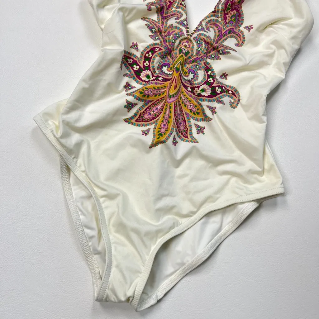 NWOT Zimmermann TEDDY PLUNGE 1PC in IVORY PAISLEY Swimsuit Size 2 - Image 4