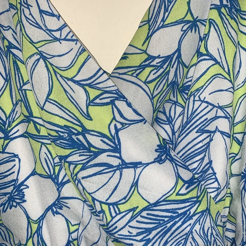 Lulus sunrise in paradise tropical print maxi dress blue green woman size SMALL - Image 6
