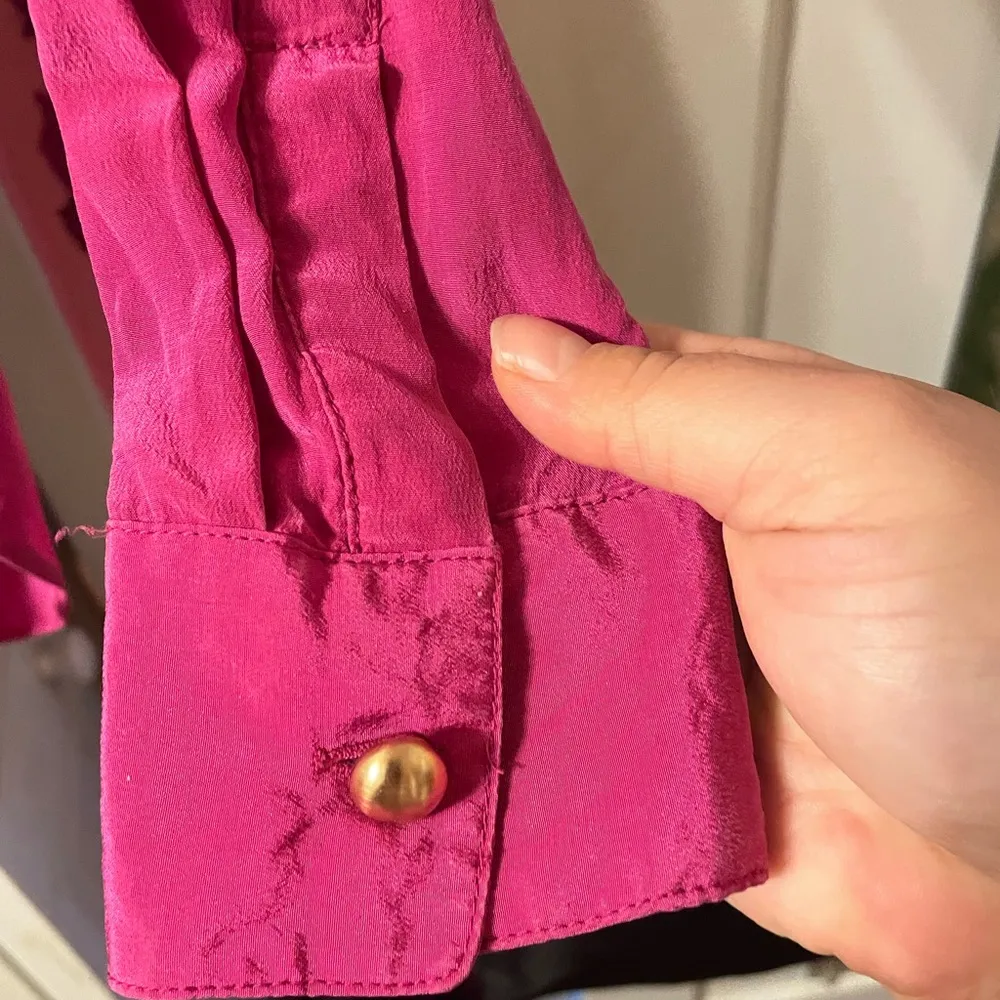 KARINA GRIMALDI HOT PINK SILK SCOOP NECK BLOUSE - Image 5