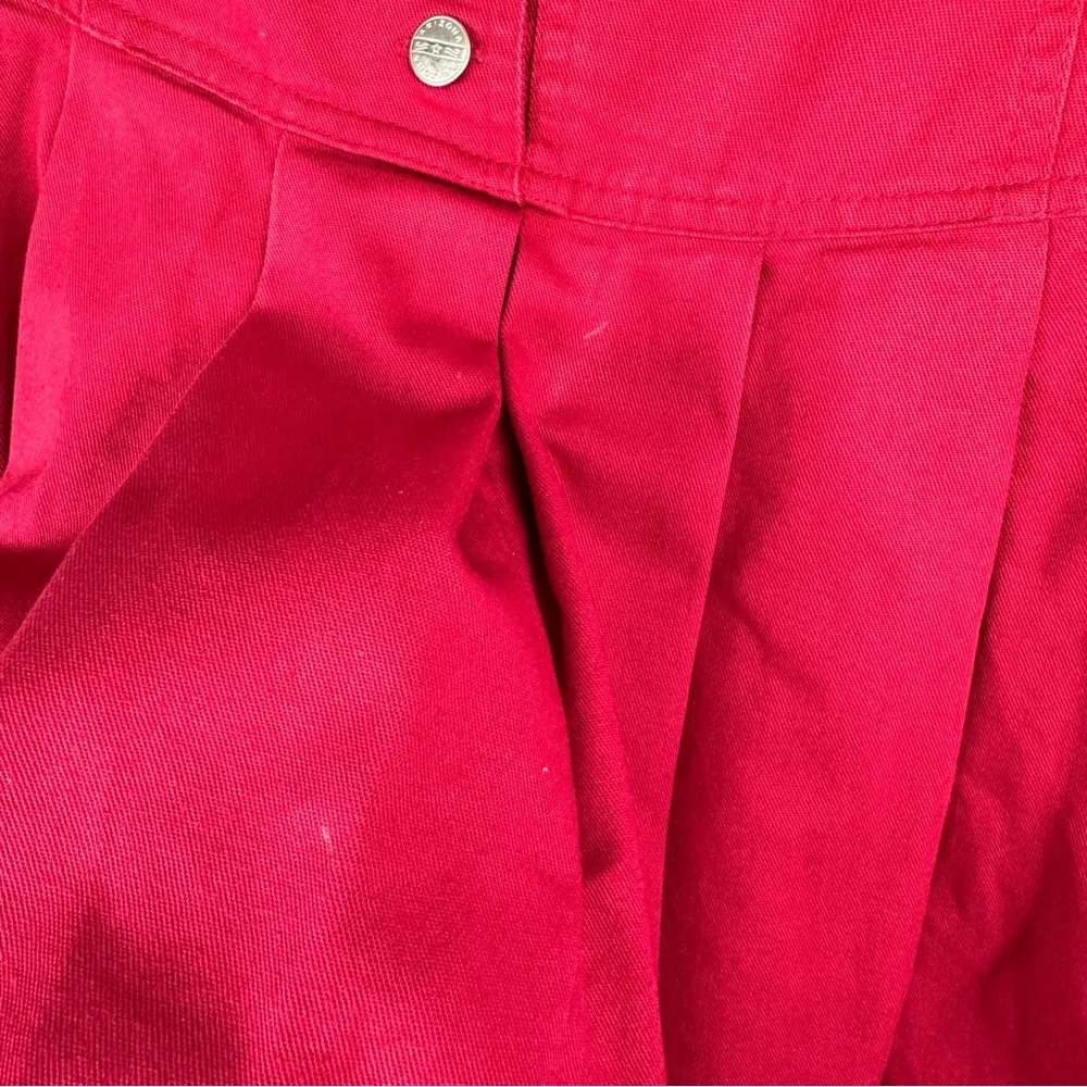 Vtg Y2K Corset Waist Red Pleated Mini Skirt Sz 2 High Rise Button Fly - Image 16