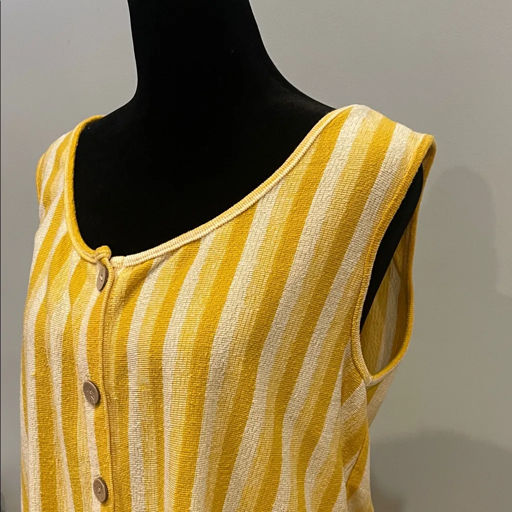 Yellow Striped Button-Down Women's sleeveless Top - Image 2