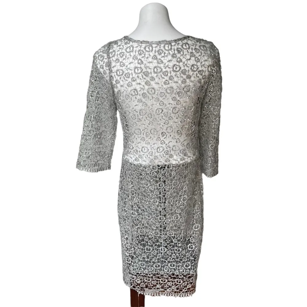 Cache Grey Lace Sequin Dress. - Image 2
