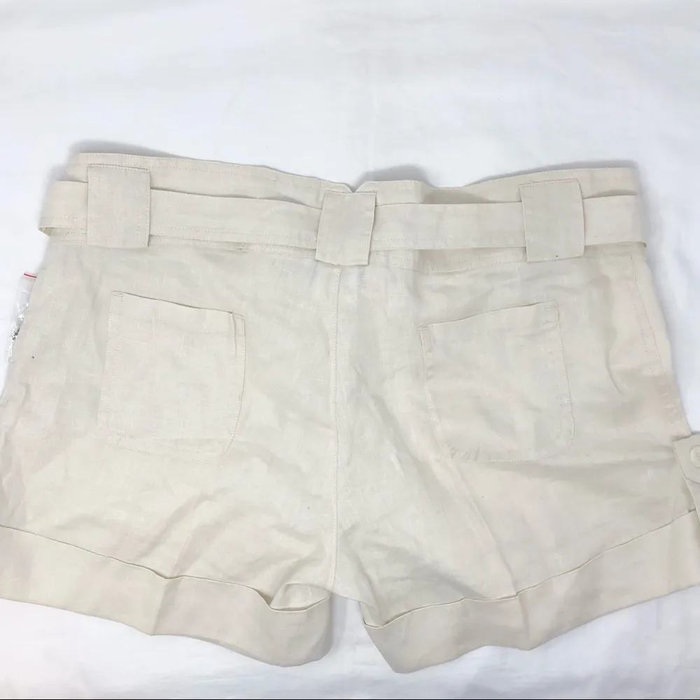 Elan Paper Bag White Linen Cuffed Shorts - Image 2