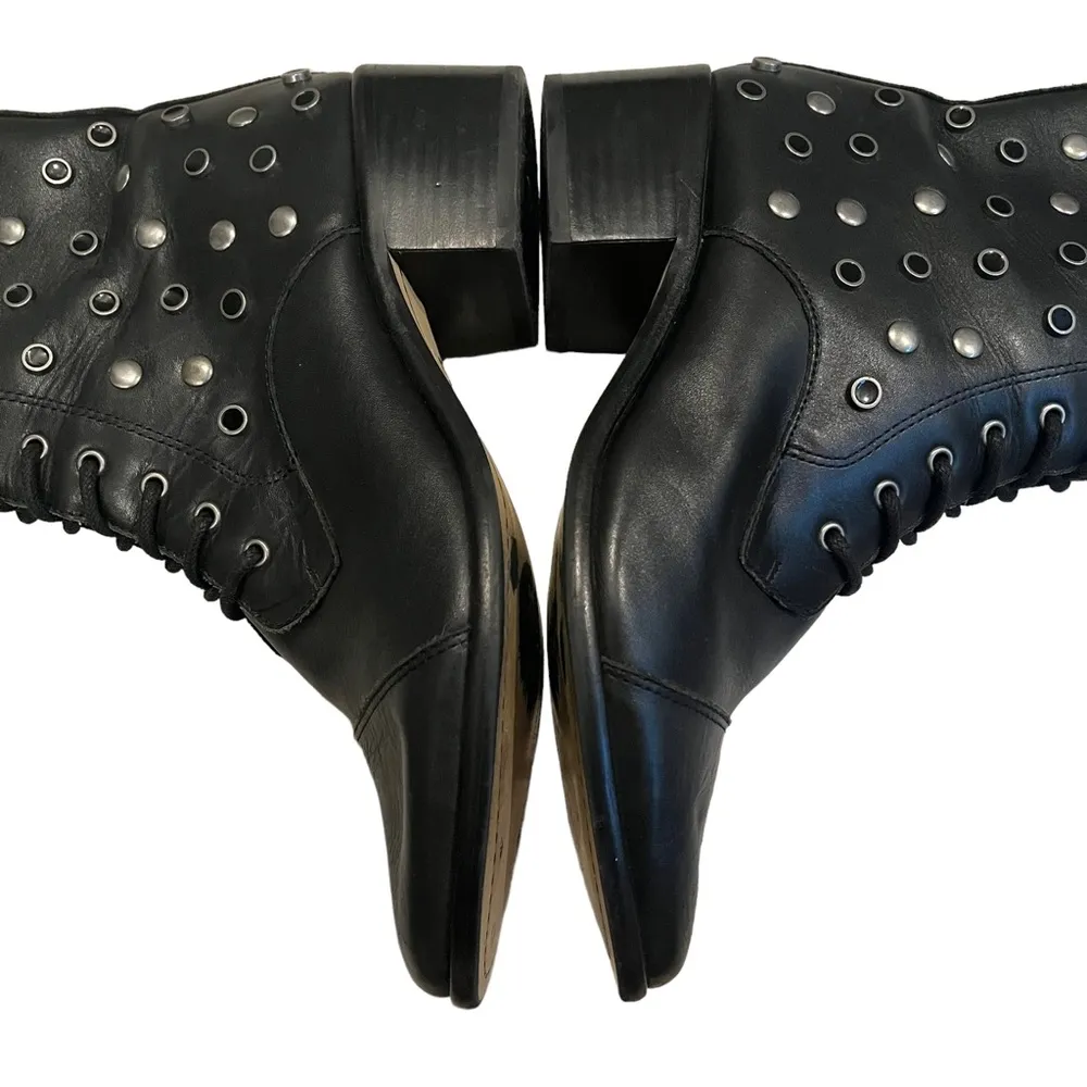 M4DE Black Leather Studded Mid Calf Boots, Sz 8 - Image 7