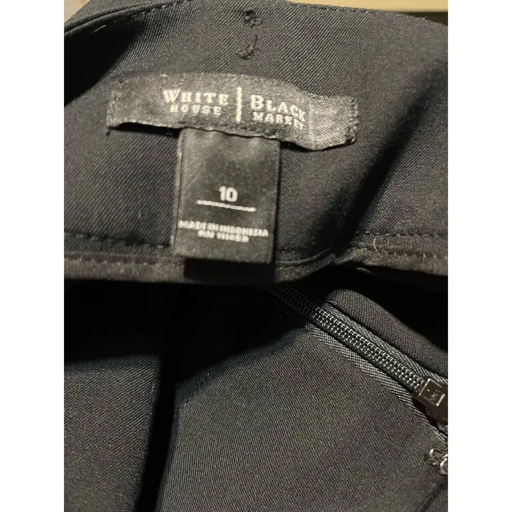 White House Black Market Pencil Skirt Black Side slit buttons Zip Closure 10 - Image 3