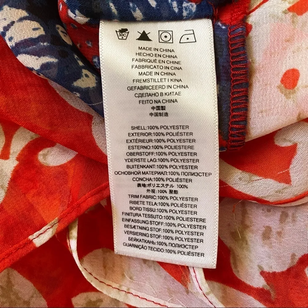 MICHAEL Michael Kors red white and blue sheer handkerchief blouse - Image 5