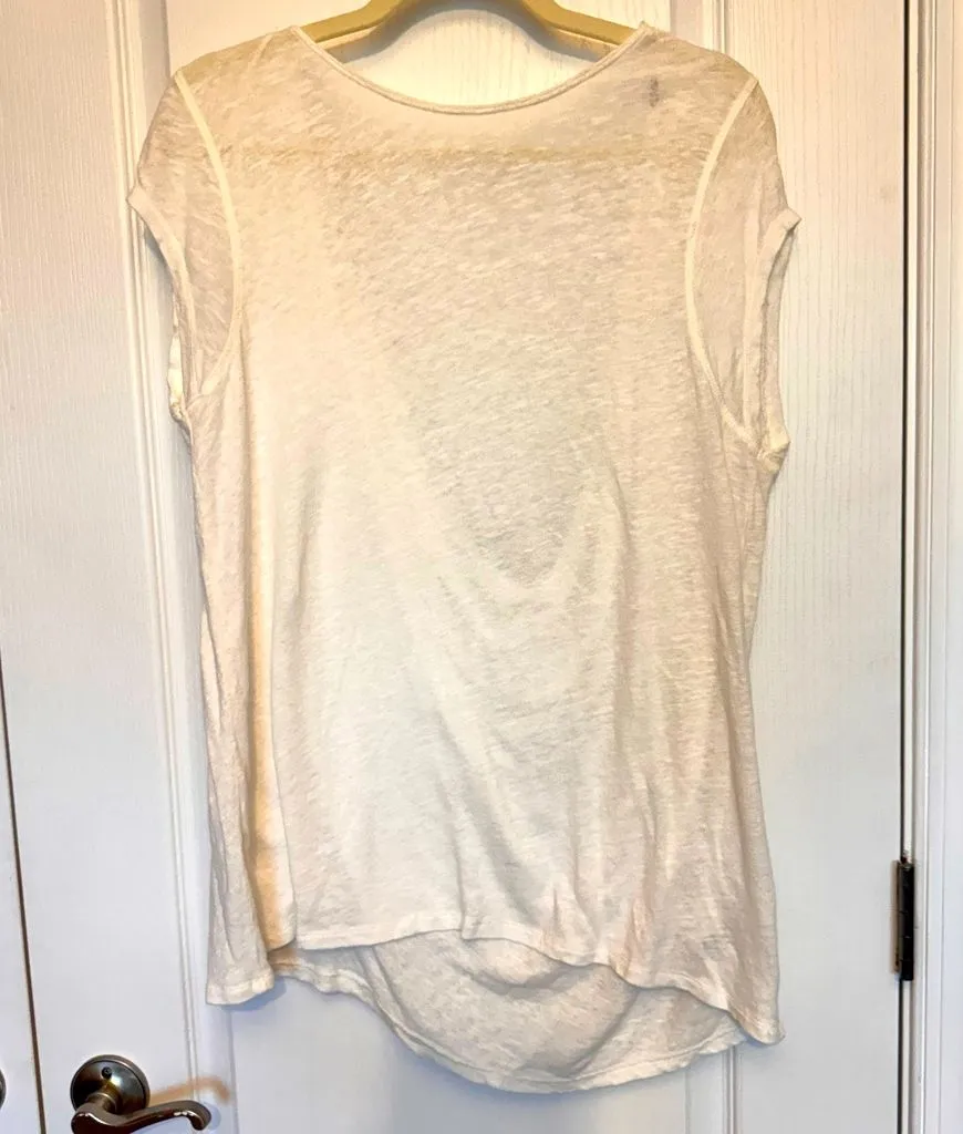FREE PROPLE Oversized linen t-shirt with open back - Image 1