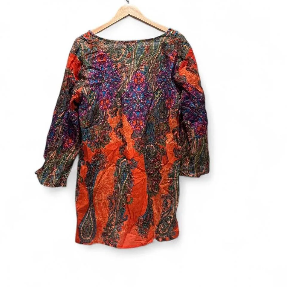 NWT Aqua Blue Lightweight Tunic Top Size 1X Cotton Orange - Image 2