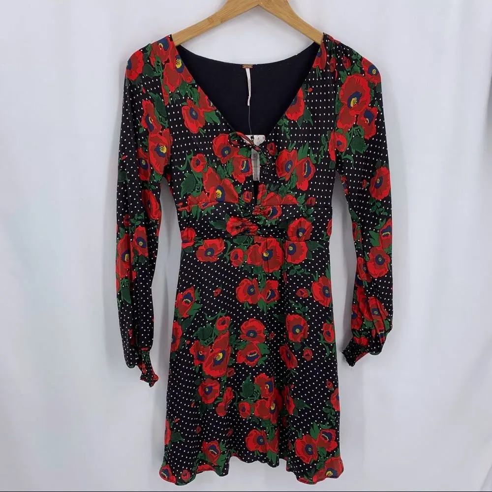 Free‎ People floral satin mini dress size 0 New - Image 3