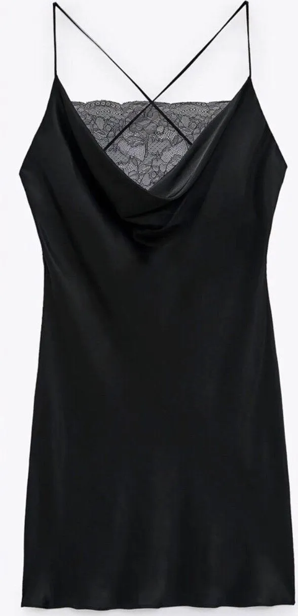 SATIN DRESS WITH LACE - Image 2