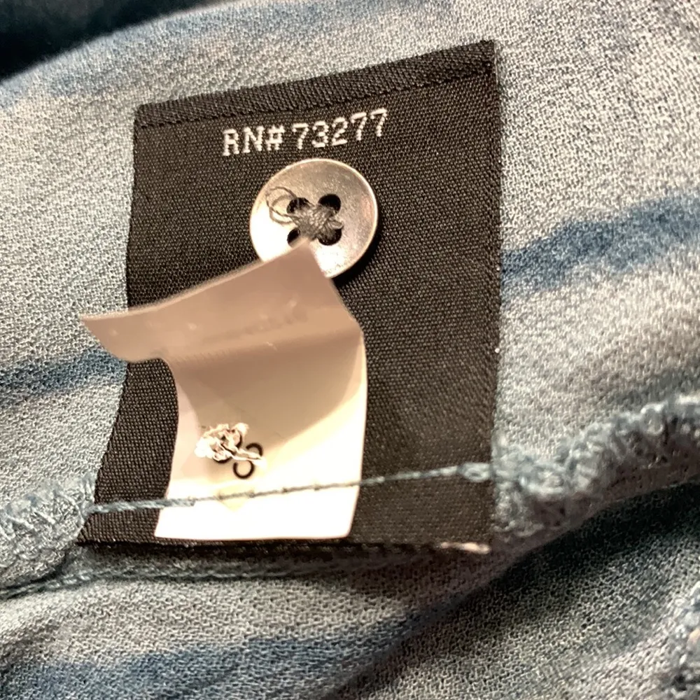 Rock & Republic Blue Striped Tie Dye Button Up Collared Tank Top Size Large - Image 10