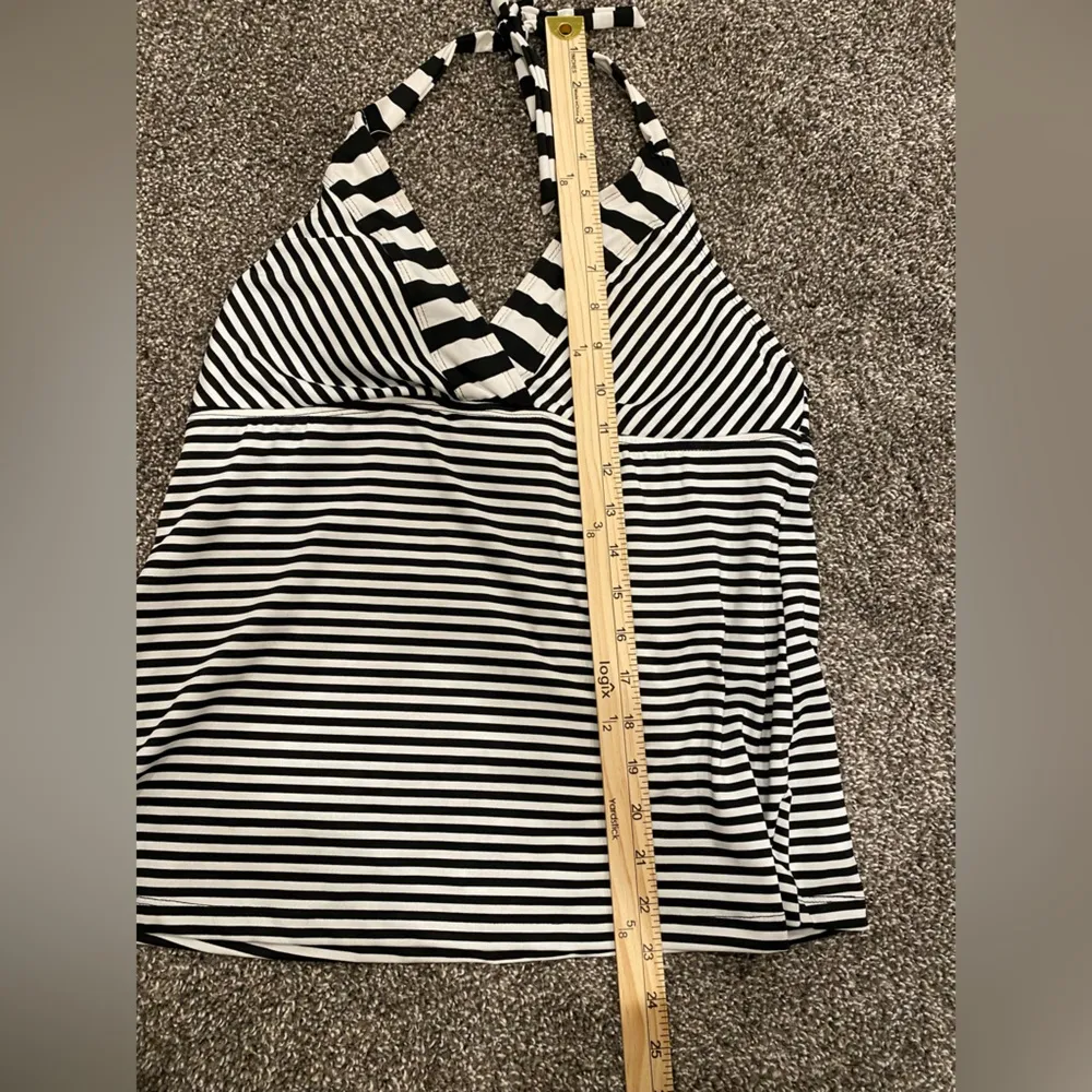 Mossimo Vintage Y2K Halter Black and White Stripe Tankini Top Size L - Image 6