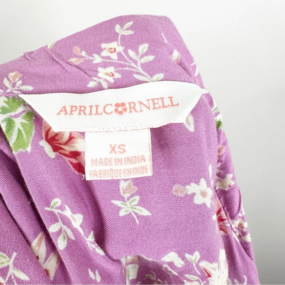 April Cornell Dress Womens XS Cottagecore Floral Print Sleeveless Button Front Pink - Image 10