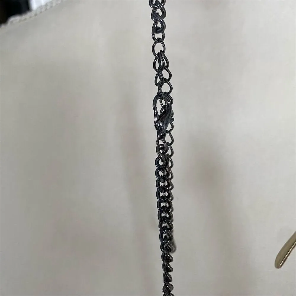 Vintage Multicolor Layered Rhinestone Necklace with Dangle Charms - Image 4