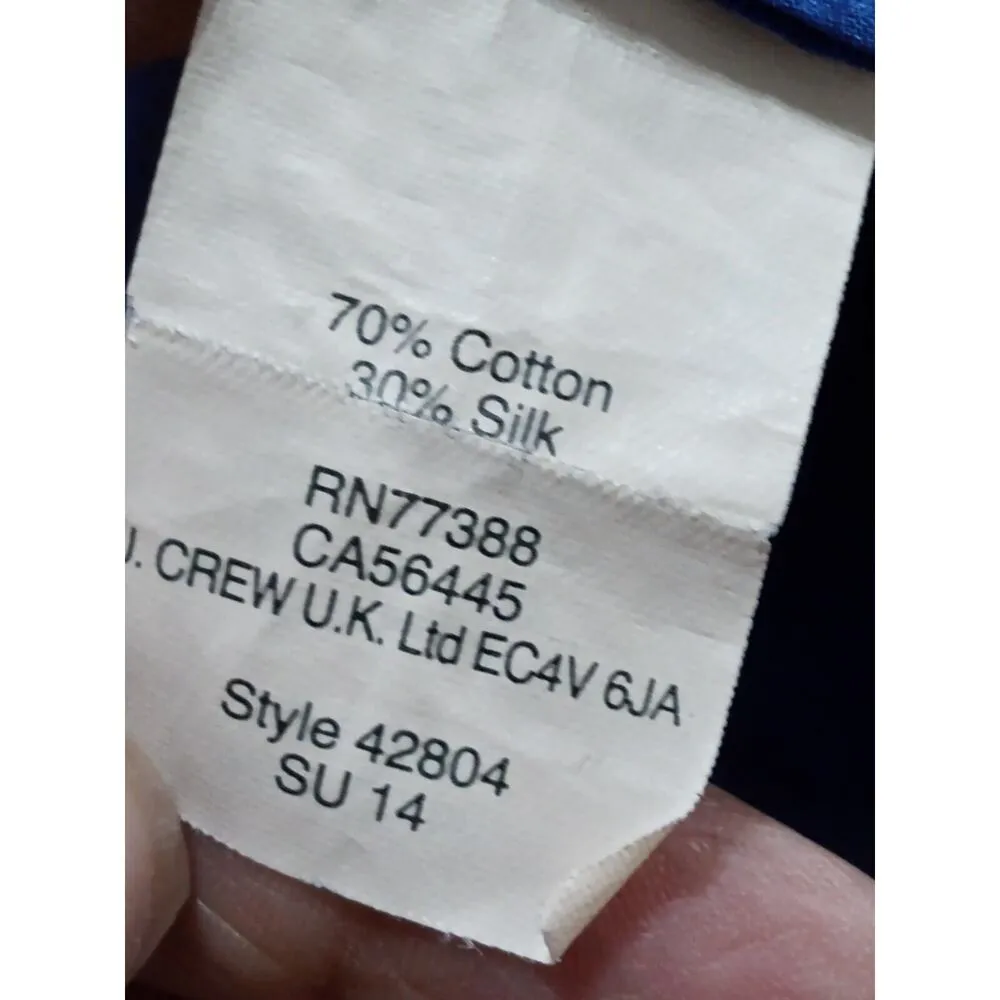 J.CREW Women's Blue Floral Silk Collared Long Sleeve Button Down Shirt Size XS - Image 7