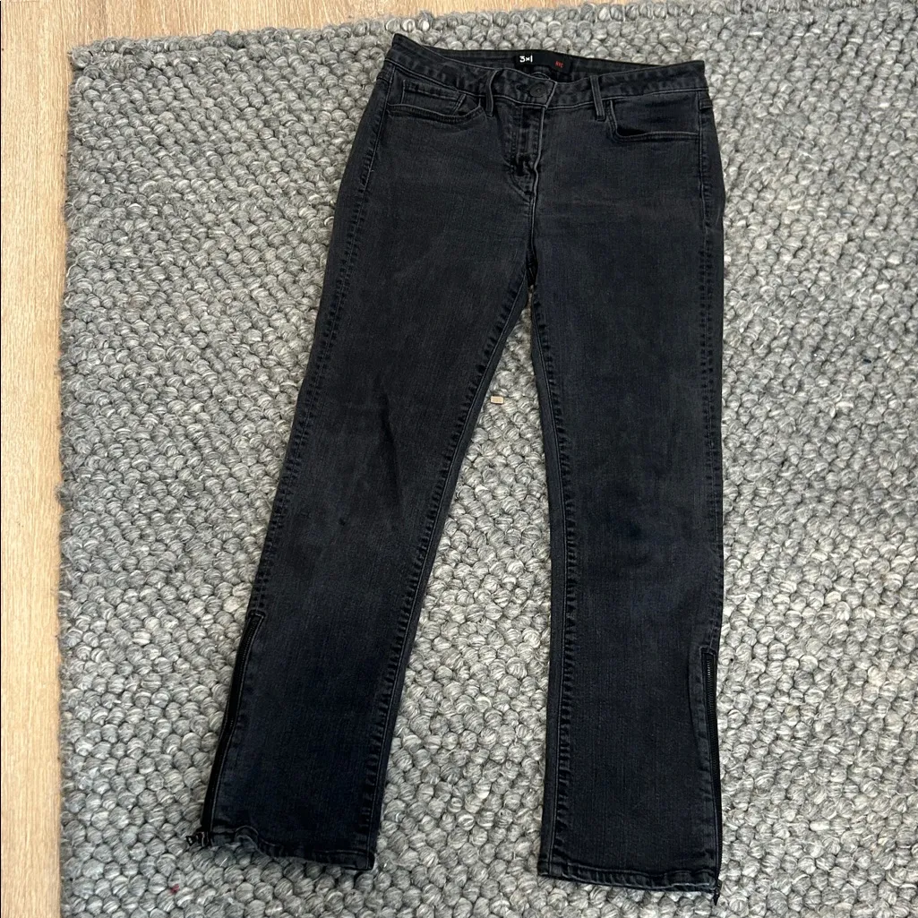 3x1 Women’s Black Washed Skinny Denim Zipper Ankle W25GC0191 Size 26 - Image 2