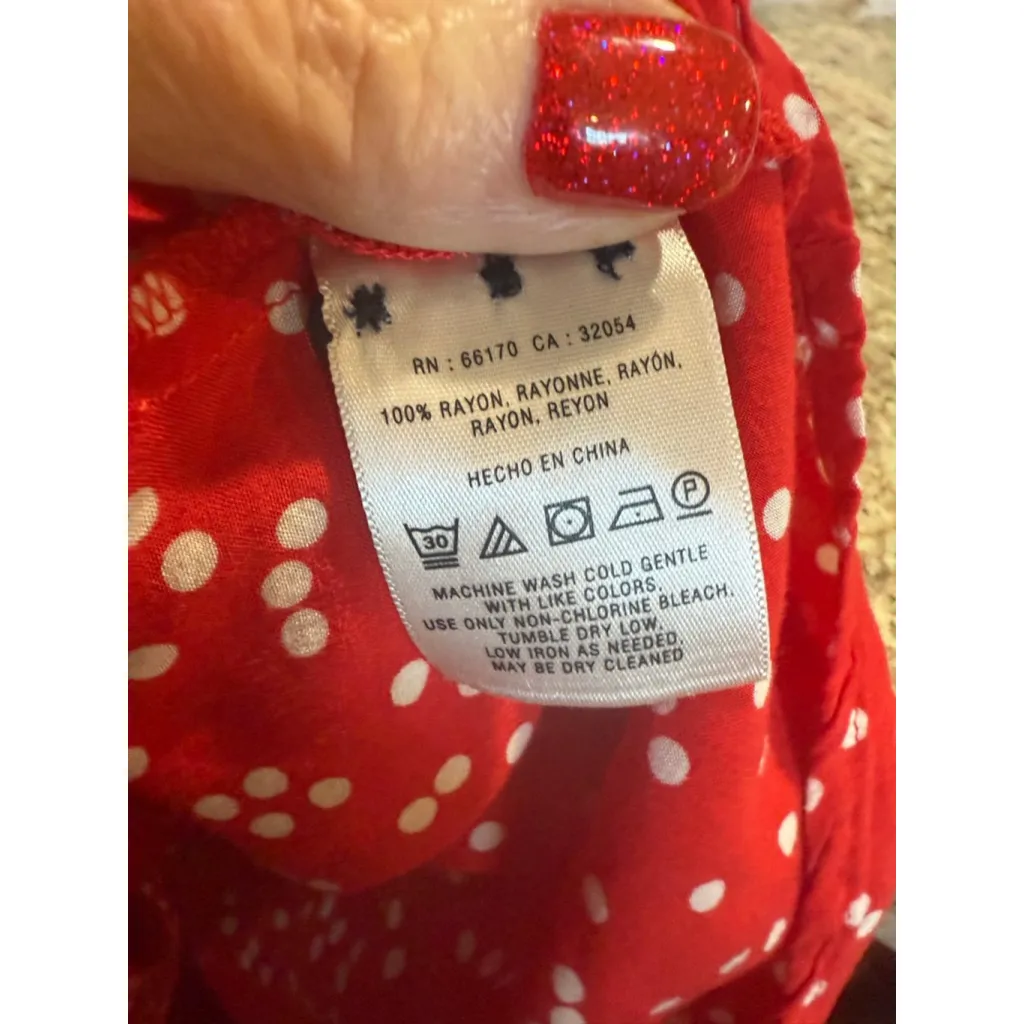 Women's Maeve Red Polka Dot Button Down Shirt Size 2 - Image 9