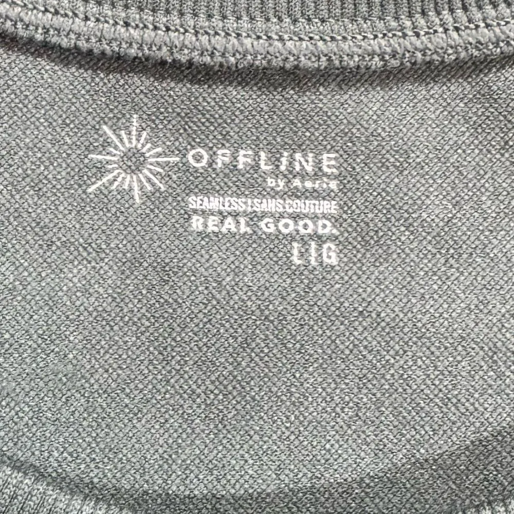 Offline by Aerie Green Seamless Cropped Short Sleeve Shirt Women’s Large - Image 4