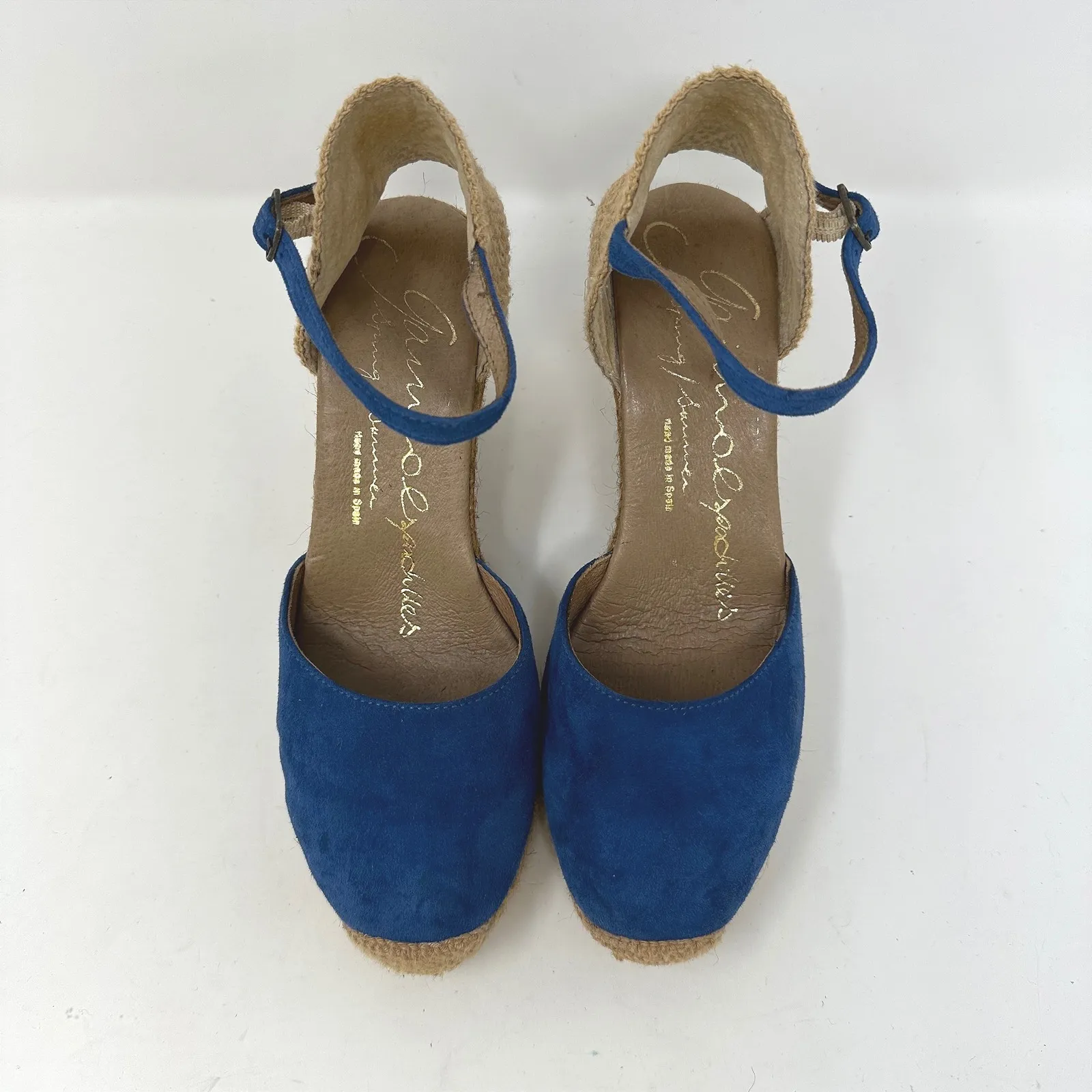 Giamo Espadrilles Wedge Sandals‎ Suede Blue Size 38 - Image 3