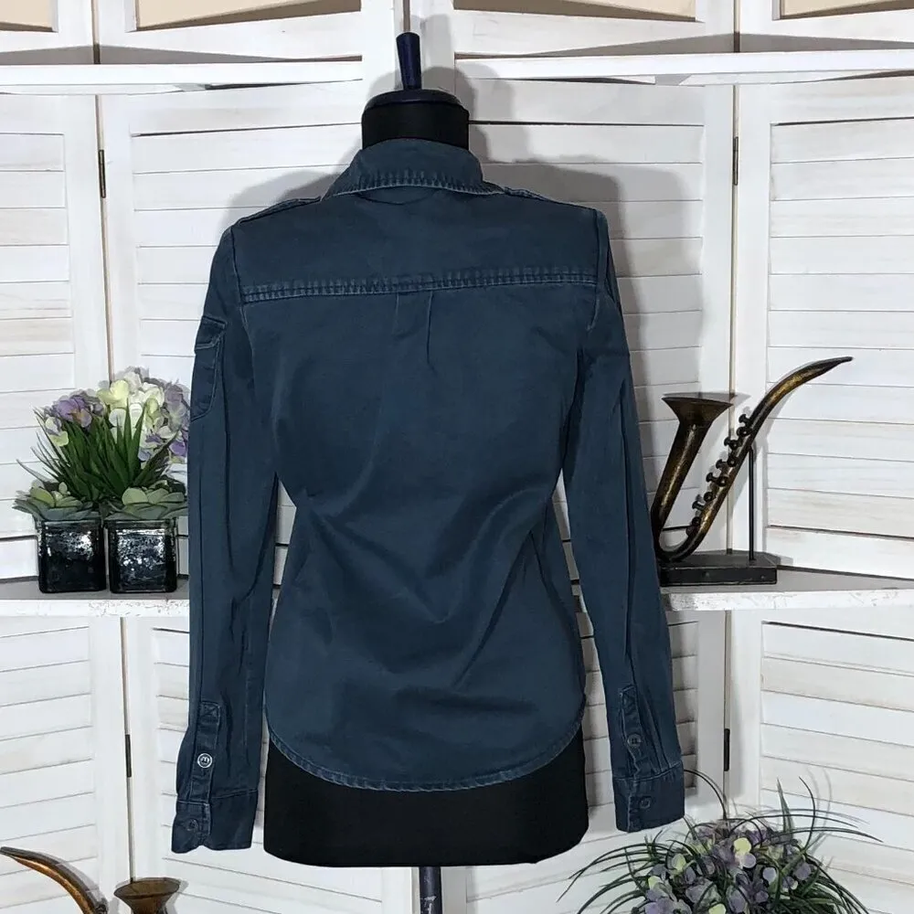 Marc Jacobs Y2K Canvas Shirt Blue Cotton Size 2 - Image 3