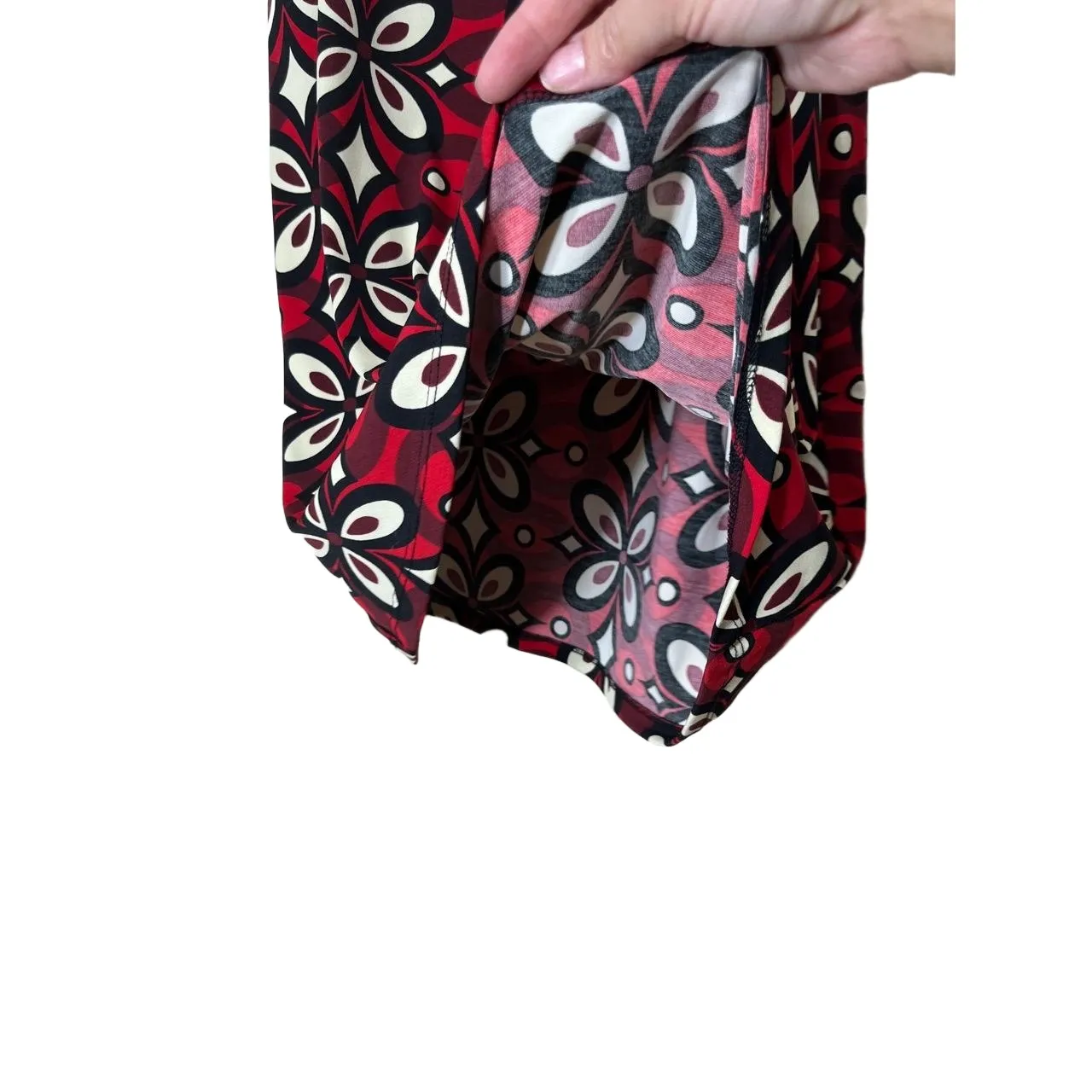 Carole Little Red Black White Geometric Floral Knee Length‎ Vintage Skirt S - Image 7