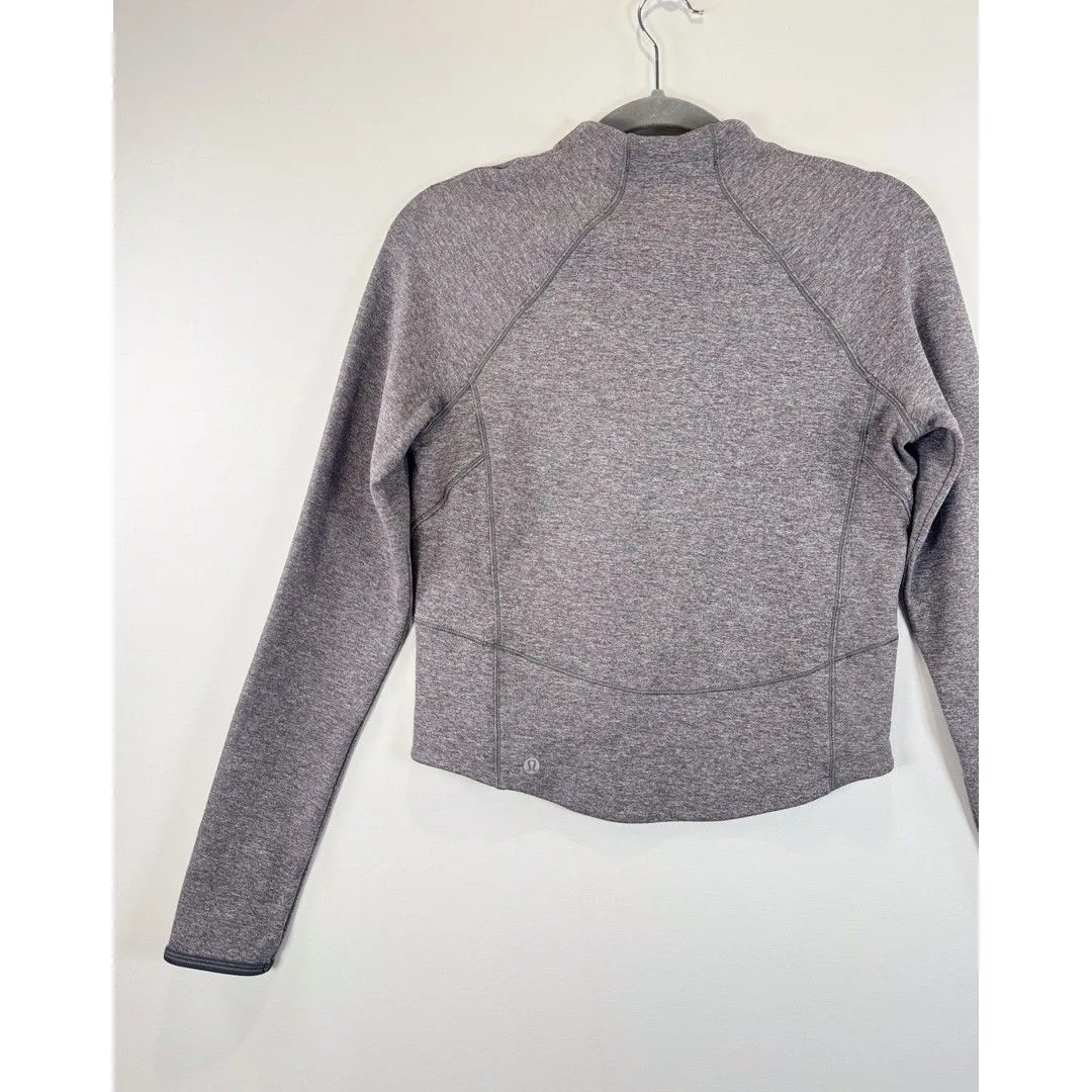 Lululemon Womens Top Gray Hill And Valley Mock Neck Cropped Long Sleeve Size 6 - Image 8