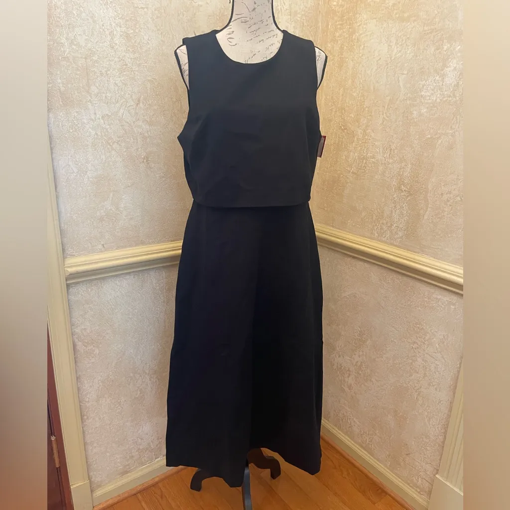 Spanx Ponte Overlay Dress Classic Black Open Cutout Back Cocktail Office Midi XL - Image 8