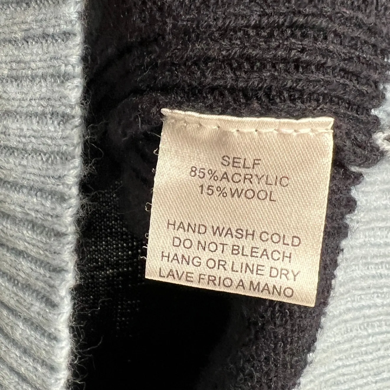 Easel Bon Jour Mon Ami Heart Sweater Small Navy Blue Knit Pullover - Image 8