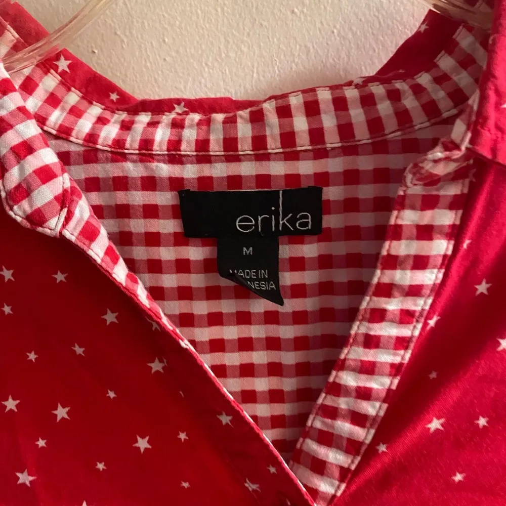Erika Women’s Shirt Red With White Stars Patriotic M Bust 38” USA 4th Of July - Image 2