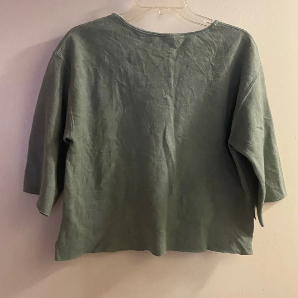 Womens Crop Green Fleece Sweatshirt M 38” You Gotta Do What Makes You Happy Size M - Image 8