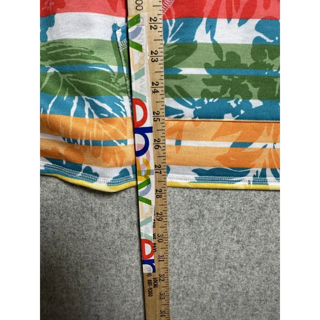 Ruby Rd Womens XL Top Blouse Striped Colorful Beach Tropical 3/4 Sleeve Stretch - Image 5