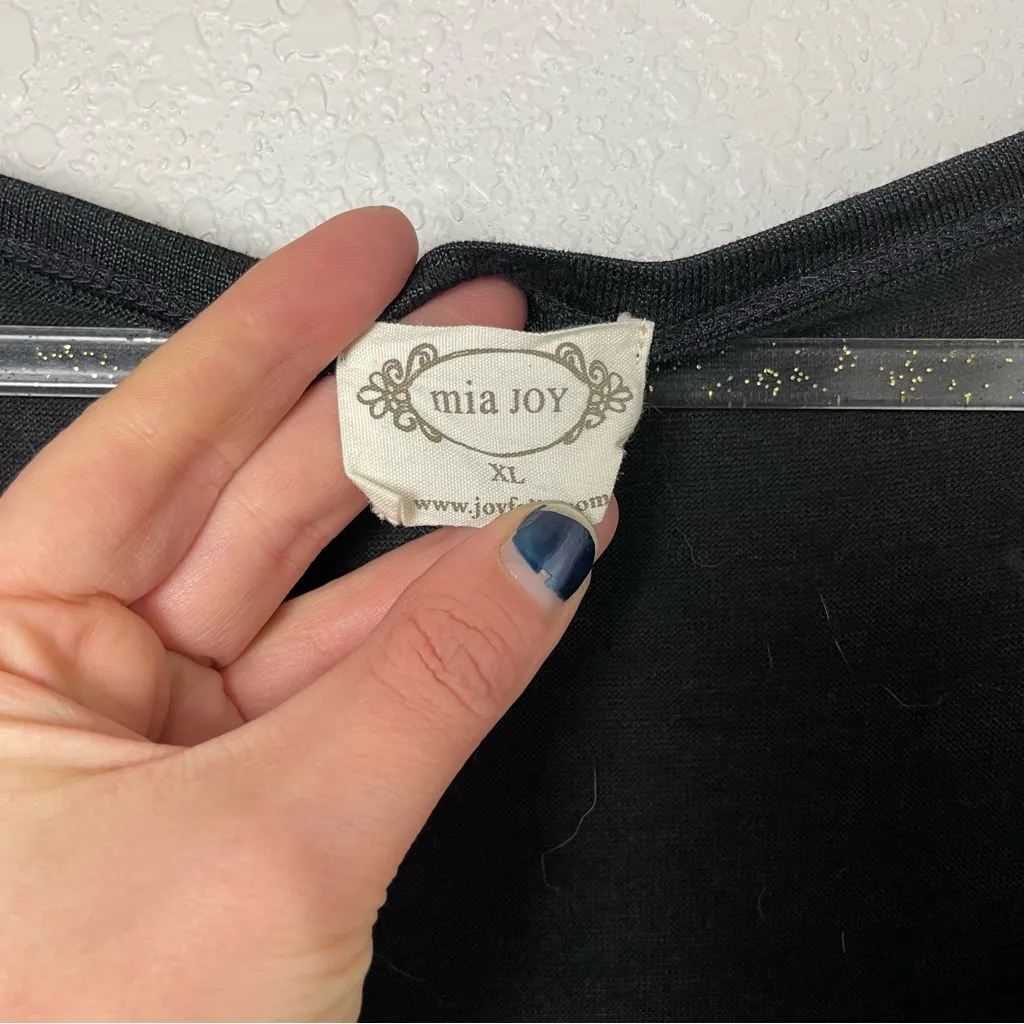 Joyfolie Chic Black Drape Blouse Tunic Length Size XL - Image 3