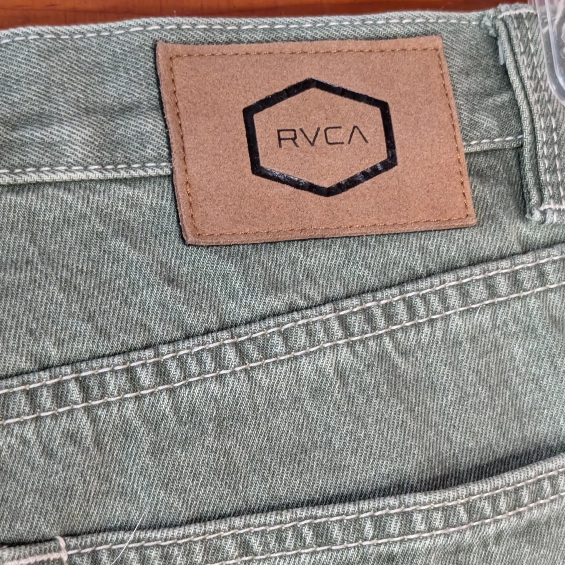 RVCA Green Denim Jeans Button Up Fly Women's Size 32 - Image 7