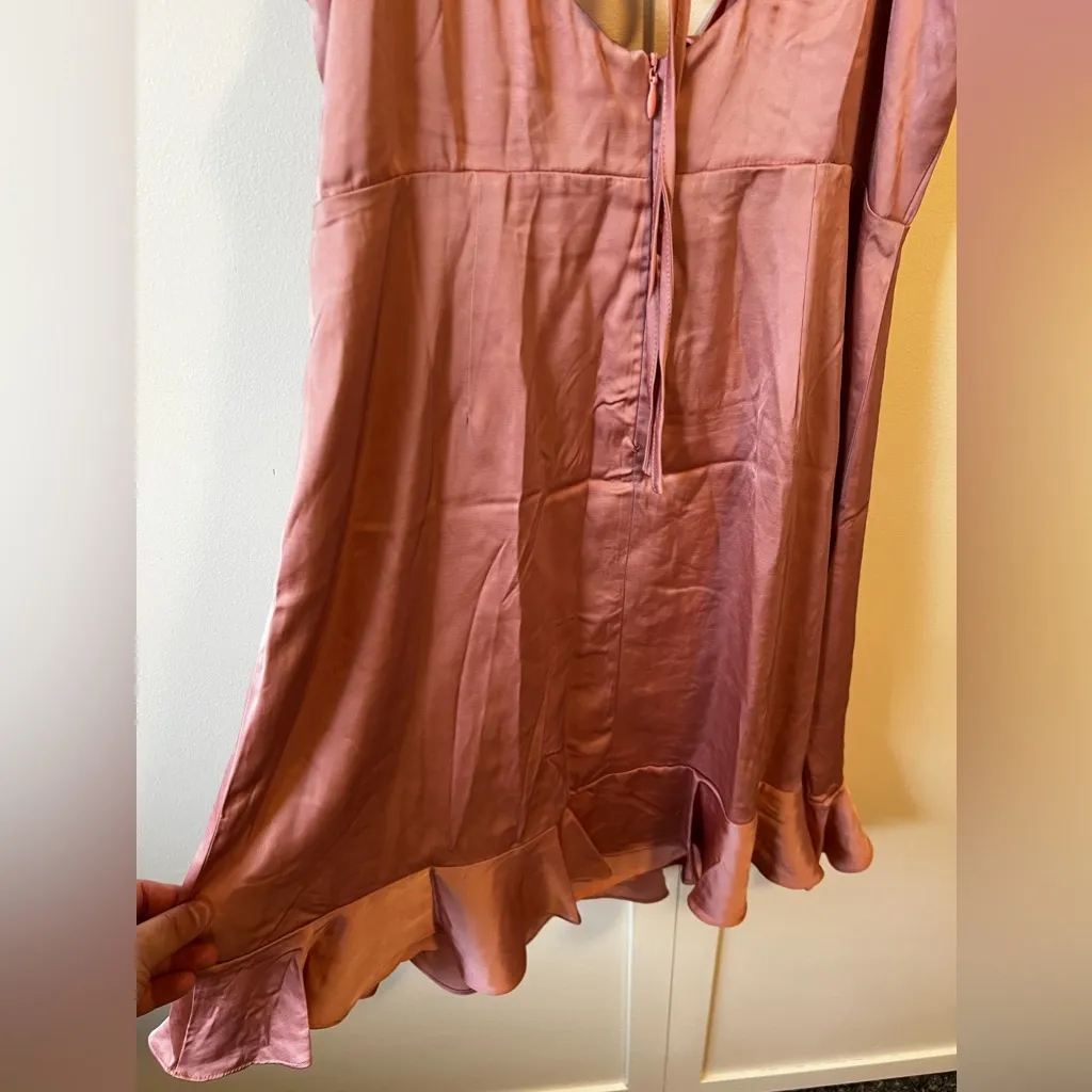 ASTR The Label Marla Flutter Strap Satin Mini Dress NWOT‎ Pink Rose Size L - Image 13
