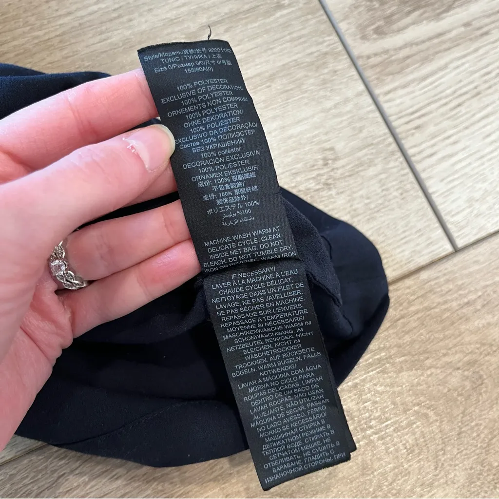 Tory Burch Ariana Tunic Top Navy Blue Embroidered Long Sleeve Size 0 - Image 9