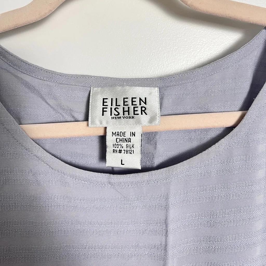 Eileen Fisher 100% Silk Light Blue Maxi Dress Sleeveless Tie Waist Women’s Large - Image 5